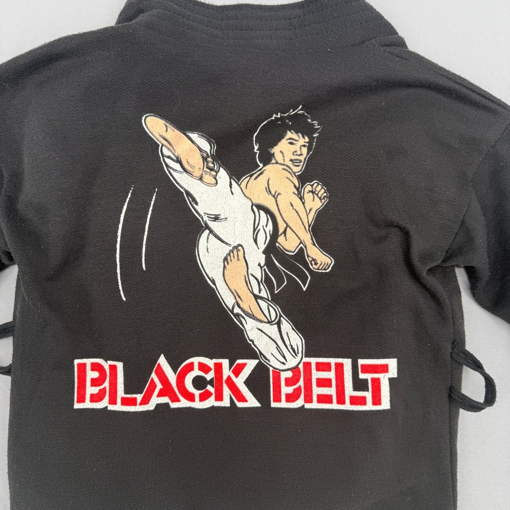 Vintage Wormser Black Belt Kids Martial Arts Robe Top Black Size 6-7 USA Made